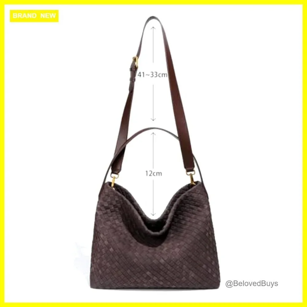 Slouchy Suede Woven Hobo Bag Crossbody Shoulder Tote Purse